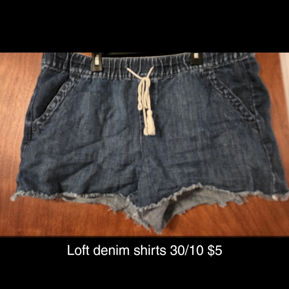 Loft DENIM drawstring SHORTS size 10 (30)